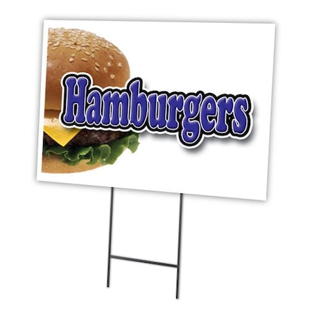 Signmission Hamburger Yard Sign & Stake outdoor plastic coroplast window, C-1824 Hamburger C-1824 Hamburger